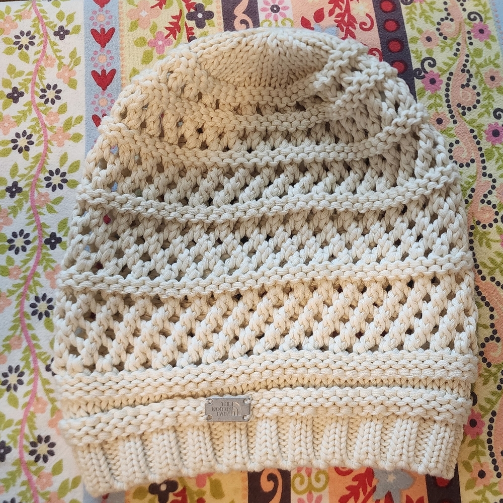 The North Face Cream Textured Knit Hat